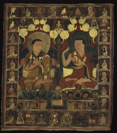 Painted Banner (Thangka) of Lineage Painting of Two Lamas in Debate by Central Tibet