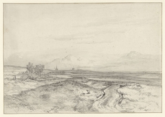 Panorama van licht glooiend landschap by Albertus Brondgeest