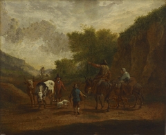 Peasants on the road by Nicolaes Pieterszoon Berchem