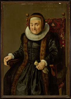 Portrait of an old woman in an armchair by Maerten Pietersz Deym