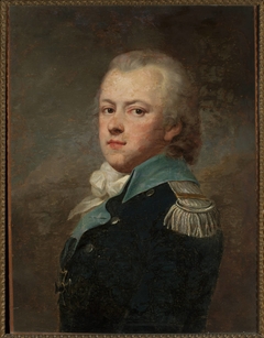 Portrait of Jan Krasicki, Rogala coat of arms (ca. 1764–1831) in a dark blue uniform jacket of the 14th Potocki Infantry Regiment by Józef Pitschmann