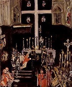 Prinzregent Luitpold am Altar kniend mit Gefolge by Max Slevogt