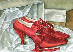 Red Satin Shoes by Mira Bogicevic