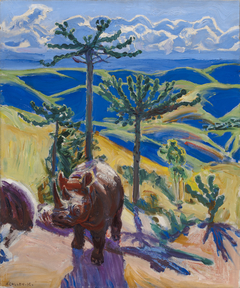 Rhinoceros and Euphorbia trees by Akseli Gallen-Kallela