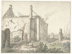 Ruïne van een huis in Utrecht by Herman Saftleven