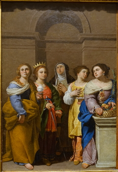 Saints Mary Magdalene, Catherine of Alexandria, Catherine of Siena, Lucy, and Dorothy by Francesco Guarino