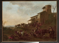 Scene in front of a tavern by Jan Miel