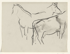 Schets van koeien en een paard by Leo Gestel