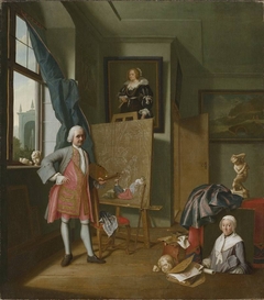 Self-portrait in the artist's atelier by Peter Jacob Horemans