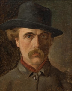 Self portrait wearing a hat by Louis John Steele