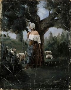 Shepherdess and Sheep by Aukusti Uotila