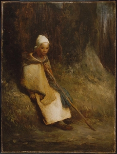 Shepherdess Sitting at the Edge of the Forest by Jean-François Millet