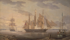 Ships in harbor by Robert Salmon