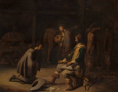 Soldiers in a stable by Benjamin Gerritsz Cuyp