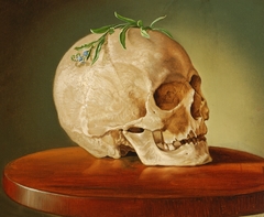 Still Life with a Skull and a Forget-Me-Not by František Klimkovič