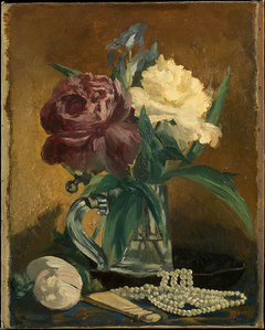 Still Life with Flowers, Fan, and Pearls by Edouard Manet