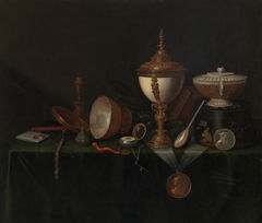 Still Life with Ostrich Egg Cup and the Whitfield Heirlooms by Pieter Gerritsz van Roestraten