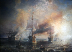 The French fleet sailing from Cherbourg to Brest, 1858 by Théodore Gudin