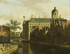 The Nieuwezijds Voorburgwal with the Flower and Tree Market in Amsterdam by Gerrit Adriaenszoon Berckheyde