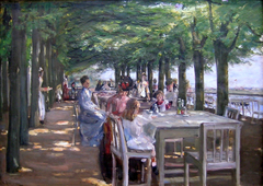 The Terrace at the Hotel Louis C. Jacob in Nienstedten on the Elbe by Max Liebermann