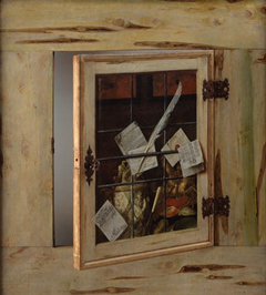 Trompe l'Oeil. A Cabinet of Curiosities with an Ivory Tankard by Cornelis Norbertus Gysbrechts