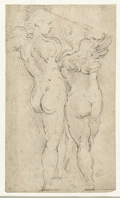 Twee gevleugelde putti by Parmigianino