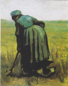 Peasant woman digging or A woman with a spade, seen from behind by Vincent van Gogh