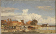 Vaart met boten (Enkhuizen). by Willem Bastiaan Tholen