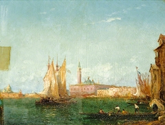 Venetian Scene: Gondolas and Sailing Boats by Félix Ziem