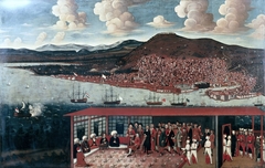 View of Smyrna (Izmir) and the Reception Given to Consul de Hochepied in the Council Chamber by Unknown Artist