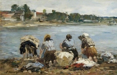 Washerwomen on the Banks of the River Touques by Eugène Louis Boudin