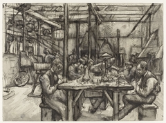 Werkplaats in de zilverfabriek van Begeer by Anthon Gerhard Alexander van Rappard