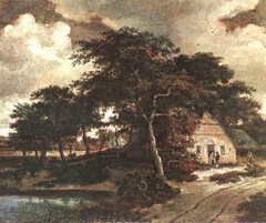 Wooded Road with a Cottage by Meindert Hobbema