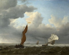 A Dutch Ship and Other Small Vessels in a Strong Breeze by Willem van de Velde the Younger