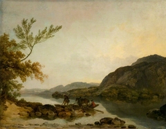 A River Scene with a Ferry by Philip James de Loutherbourg