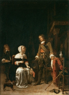 A Soldier Paying a Visit to a Young Lady by Gabriël Metsu