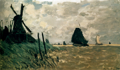 A windmill near Zaandam by Claude Monet