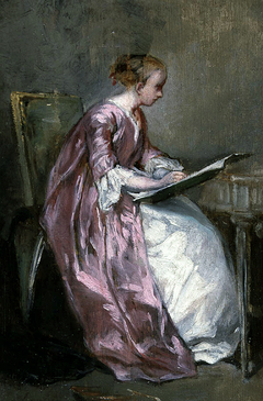 A Young Girl Drawing by Charles Joshua Chaplin