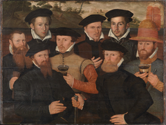Amsterdam militia meal with 8 men by Anonymous