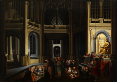 Architectural Interior at Night with the Priests of Bel by Dirk van Delen