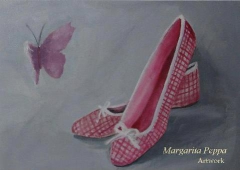 "ballerina shoes" acrylic on canvas 35 x 25  by Margarita Peppa