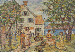 Beach and Two Houses by Maurice Prendergast