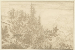 Berglandschap met gezicht op de pas op de Löbelberg by Albert Meyeringh