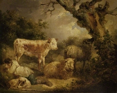 Calf and sheep by George Morland