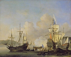 Calm: French Merchant Ships at Anchor by Willem van de Velde the Younger