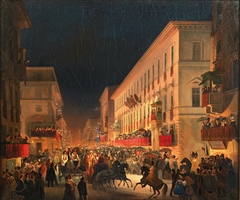 Carnival in Rome, the Feast of Moccoletti by Ippolito Caffi