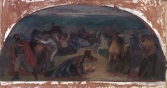 Cattle Thieves Surprised by Posse (mural study, Burns, Oregon Post Office) by Unidentified