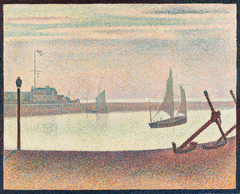 Channel at Gravelines, Evening, Marine avec des ancres by Georges Seurat