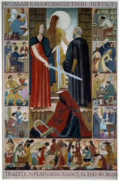 Contemporary Justice and Woman (mural study, Justice Department Building, Washington, D. C.) by Emil Bisttram