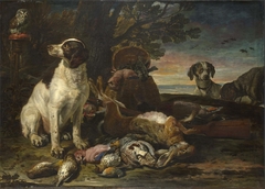 Dead Birds and Game with Gun Dogs and a Little Owl by David de Coninck